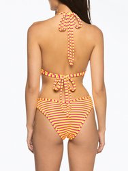 Dopio Double-Strap Triangle Halterneck Bikini Top In Neon Stripe
