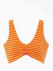 Kim Ruched Variation Bikini Top - Neon Stripe