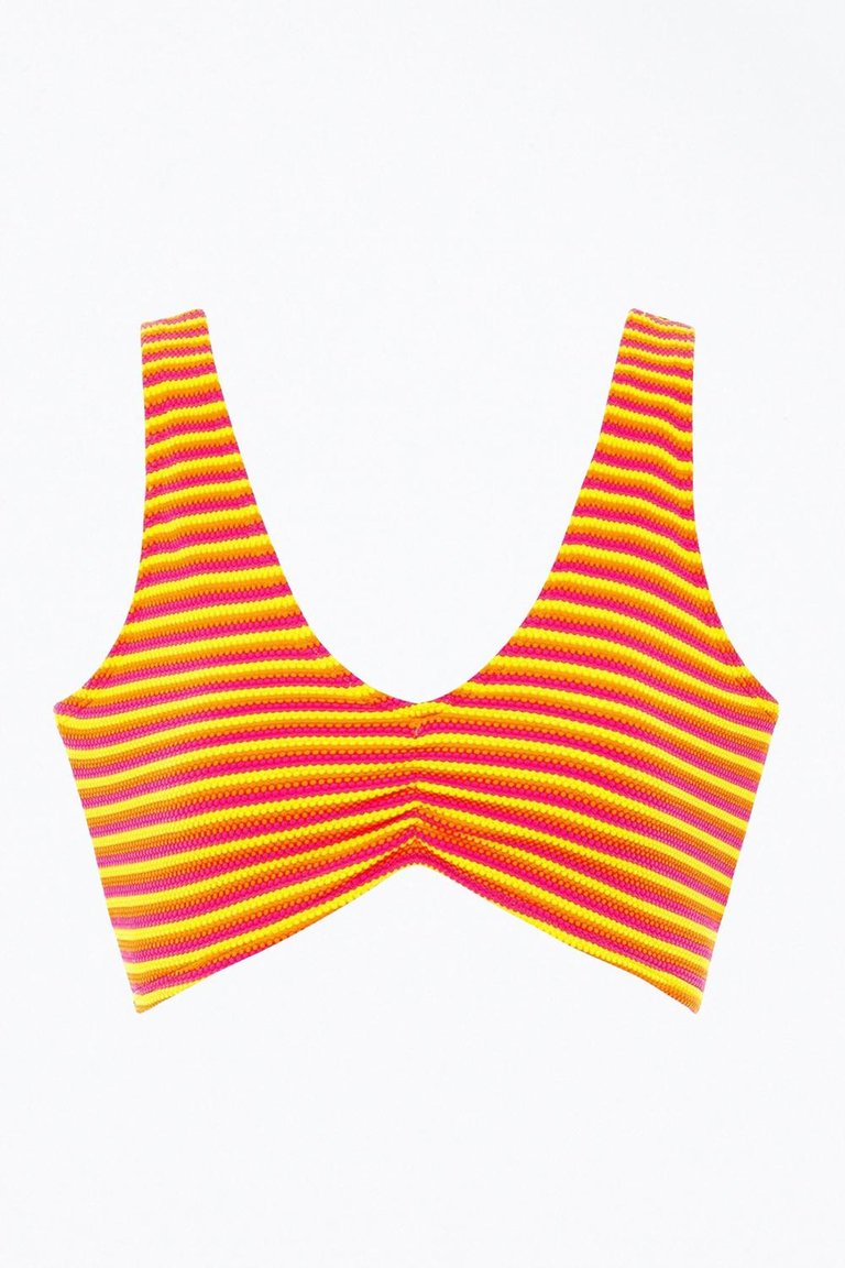 Kim Ruched Variation Bikini Top - Neon Stripe
