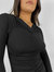 Valerie Ruched Long Sleeve Top In Black