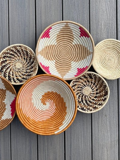 Moon Natural Home Decor Assorted Set of 6 African Baskets 7.5”-12” Wall Baskets Set product