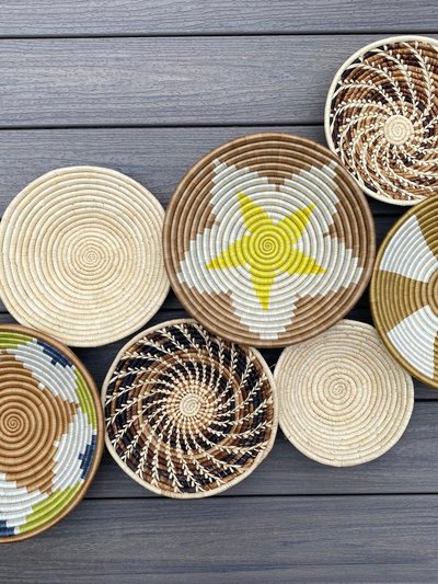 Moon Natural Home Decor Assorted Set of 7 African Baskets 7.5”-12” Wall Baskets Set product