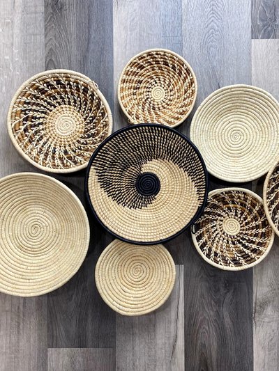 Moon Natural Home Decor Assorted Set of 8 African Baskets 7.5”-12” Wall Baskets Set product