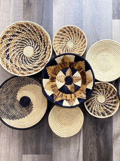 Moon Natural Home Decor Assorted Set of 8 African Baskets 7.5”-12” Wall Baskets Set product