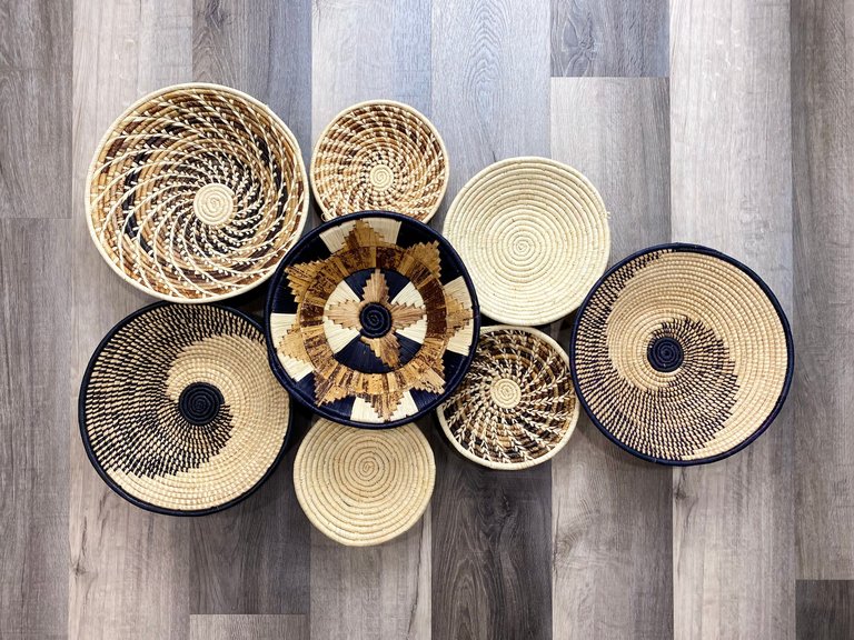 Assorted Set of 8 African Baskets 7.5”-12” Wall Baskets Set