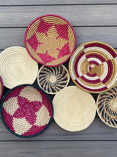 Moon Natural Home Decor Assorted Set of 8 African Baskets 7.5”-12” Wall Baskets Set product
