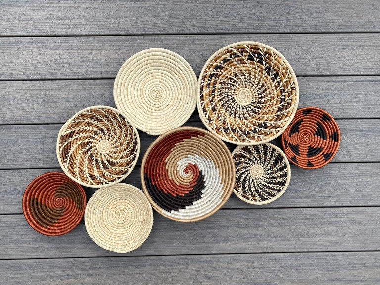 Moon’s Assorted Set of 8 African Baskets 7.5"-12" Wall Baskets Set