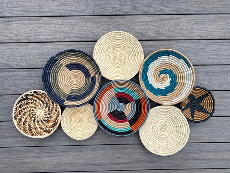 Moon’s Assorted Set of 8 African Baskets 7.5”-12” Wall Baskets Set
