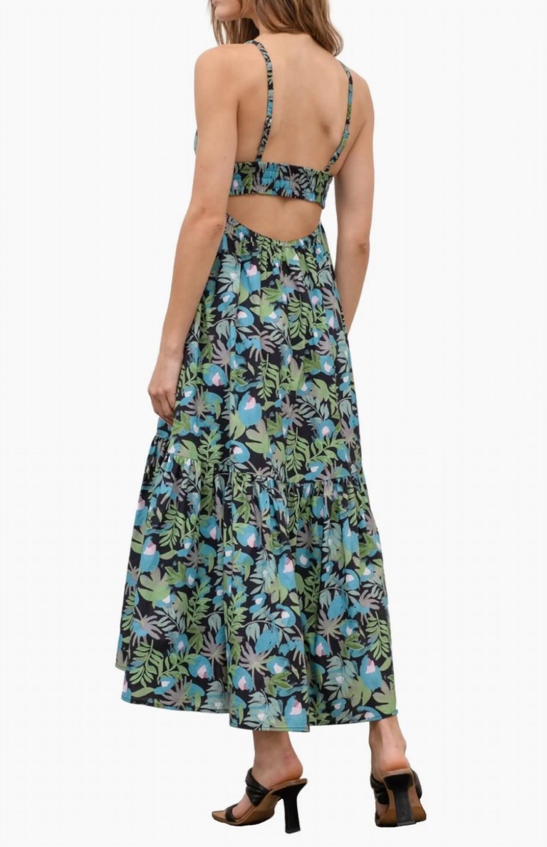 Faye Midi Dress In Blue/ Green Multi