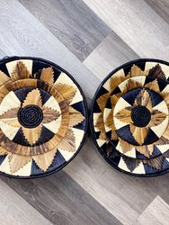 Moon’s Assorted Set Of 2 Large African Baskets 17” Wall Baskets Set, Wall hanging Decor, African Wall Basket, Boho Wall Art