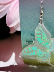 Butterfly Earrings- Winged Creature Moth Monarch Insect Luna Bug Acrylic Laser Cut Iridescent Reflective Rainbow Opalescent Festival Rave