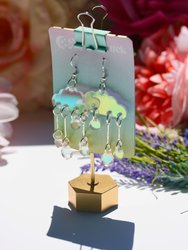 Cloud Earrings- Sky Celestial Earth Cosmic Solar Raindrops Storm Weather Holo Emoji Lasercut Iridescent Reflective Rainbow Dangle Earrings