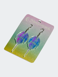 Horseshoe Crab Earrings -  Aquatic Marine Life Xiphosura Chelicerates Scientific Creature Nature Iridescent Reflective Rainbow Dangle