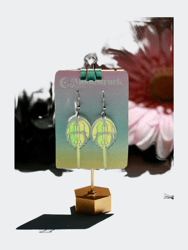 Horseshoe Crab Earrings -  Aquatic Marine Life Xiphosura Chelicerates Scientific Creature Nature Iridescent Reflective Rainbow Dangle