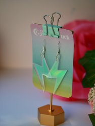 Lightning Bolts Storm Weather Jem Emoji Lasercut Iridescent Reflective Rainbow Dangle Earrings