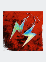 Lightning Bolts Storm Weather Jem Emoji Lasercut Iridescent Reflective Rainbow Dangle Earrings