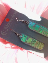Phone Earrings - Cell GSM T9 Snake Game Mobile Phone Retro Vintage Tech 5110 Nostalgic 90s Iridescent Lasercut Reflective Holographic