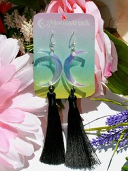 Tassel Moon Earrings - Iridescent