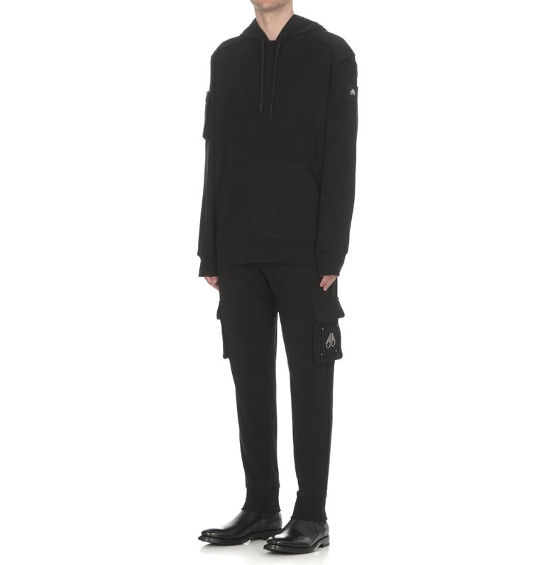 Men Perido Black Cotton Drawstrings Hoodie Sweatshirt - Black