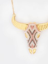 Sacred Animals Large Bull Head Necklace, Plated In 24K Gold - Gold