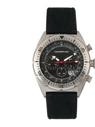 M53 Series Chronograph Fiber-Weaved Leather-Band Watch W/Date - Silver/Black