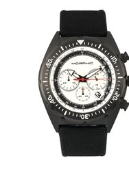 M53 Series Chronograph Fiber-Weaved Leather-Band Watch W/Date - Black/Silver