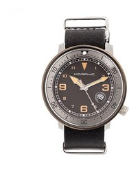 M58 Series Nato Leather-Band Watch With Date - Gunmetal/Black