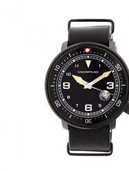M58 Series Nato Leather-Band Watch With Date - Black