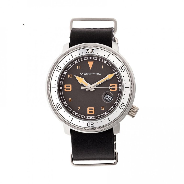 M58 Series Nato Leather-Band Watch With Date