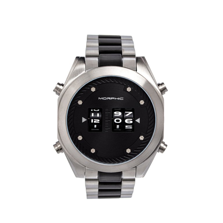 M76 Series Drum-Roll Strap Watch - Silver/Black - Bracelet