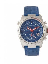 Morphic M36 Series Leather-Band Chronograph Watch - Silver/Blue