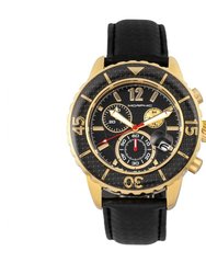 Morphic M51 Series Chronograph Leather-Band Watch w/Date - Gold/Black