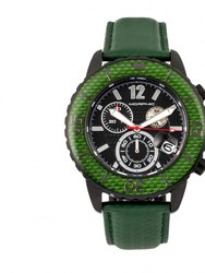 Morphic M51 Series Chronograph Leather-Band Watch w/Date - Black/Green