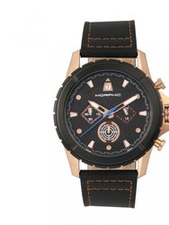 Morphic M57 Series Chronograph Leather-Band Watch - Rose Gold/Black