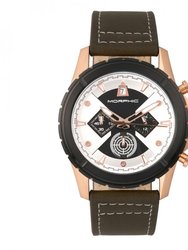 Morphic M57 Series Chronograph Leather-Band Watch - Rose Gold/Olive