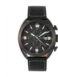 Morphic M64 Series Chronograph Leather-Band Watch w/ Date - Black/Green