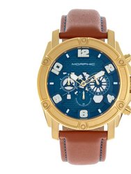 Morphic M73 Series Chronograph Leather-Band Watch - Gold/Blue