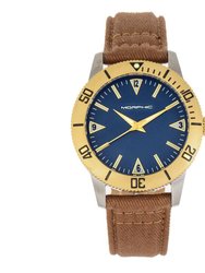 Morphic M85 Series Canvas-Overlaid Leather-Band Watch - Gold/Brown