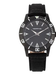 Morphic M85 Series Canvas-Overlaid Leather-Band Watch - Black