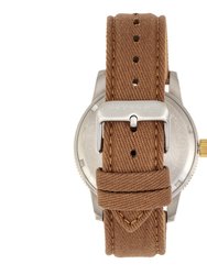 Morphic M85 Series Canvas-Overlaid Leather-Band Watch