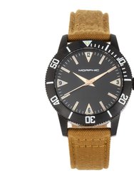 Morphic M85 Series Canvas-Overlaid Leather-Band Watch - Black/Beige