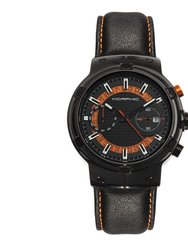 Morphic M91 Series Chronograph Leather-Band Watch w/Date - Black/Orange