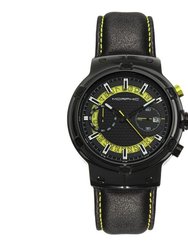 Morphic M91 Series Chronograph Leather-Band Watch w/Date - Black/Yellow