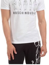 Sketch Print Short Sleeve Logo T-Shirt - White
