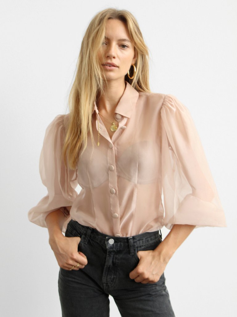 Sadie Organza Button-Up Top