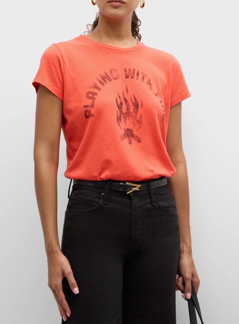 MOTHER Women's The Boxy Goodie Goodie Tee, Playing With Fire - Playing with Fire