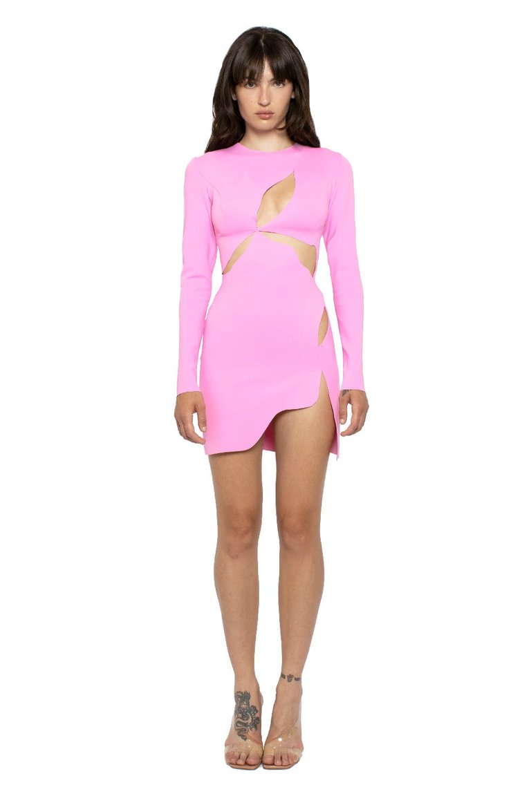 Ariel Long Sleeve Mini Dress - Pink