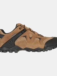 Mens Curlews Waterproof Suede Walking Shoes - Dark Beige