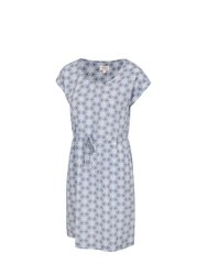 Womens/Ladies Mykonos Flower Casual Dress - Blue