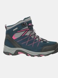 Womens/Ladies Rapid Waterproof Suede Walking Boots - Navy